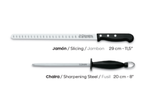 Set Cuchillo Jamonero Alveolado y Chaira